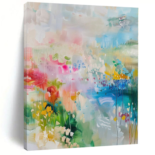 Colossal Hand-Painted Contemporary Abstract Mural for Dining Room Wine Tasting Areas