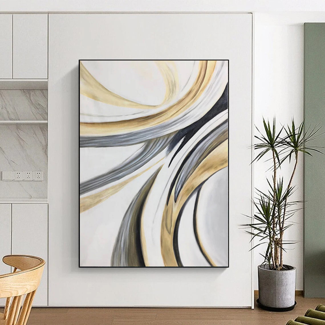 Large Custom Abstract Painting for Home Bar and Beverage Station Feature Walls