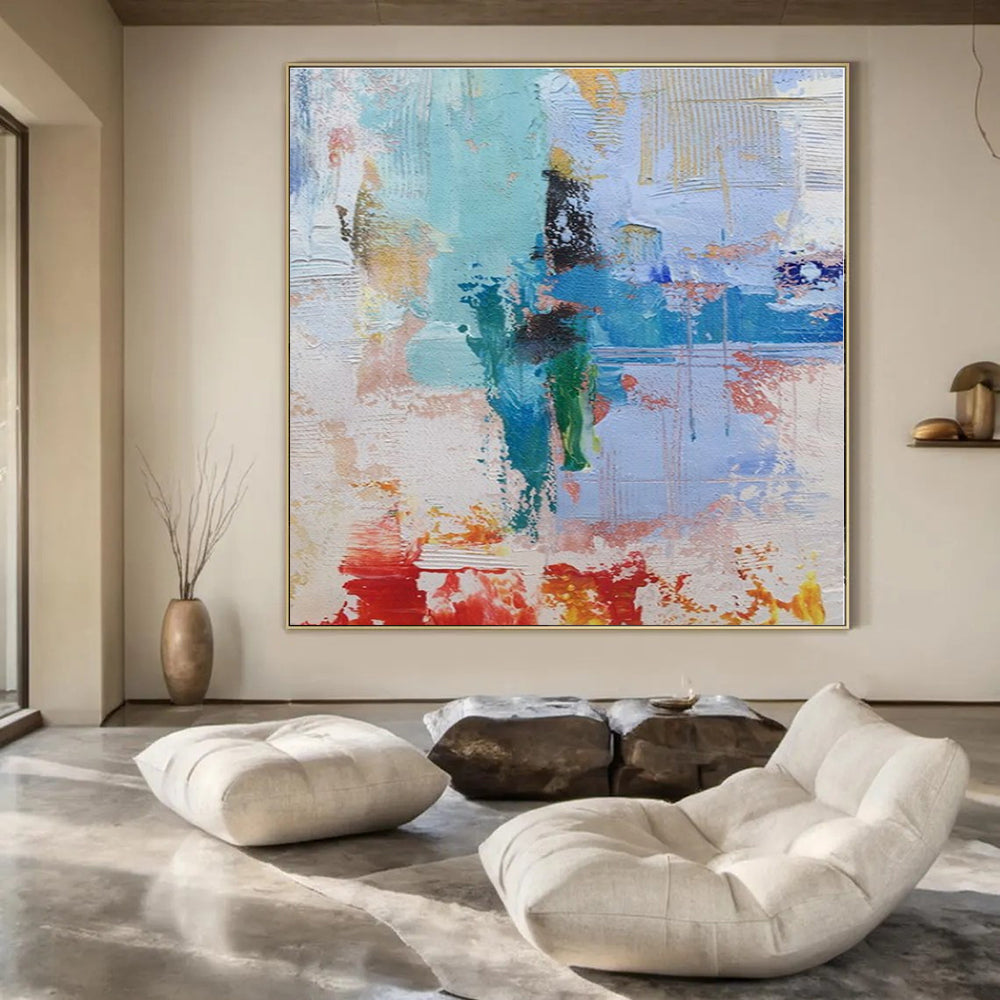 Large-Scale Custom Hand-Painted Abstract Art for Living Room & Dining Room