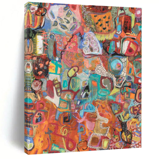 Extra-Vast Hand-Painted Modern Abstract Mural for Dining Room Bay Windows