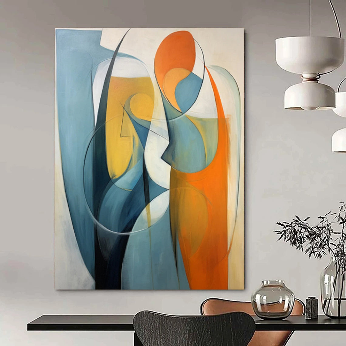 Large Abstract Canvas for Dining Room Buffets - Commissioned Oil on Canvas