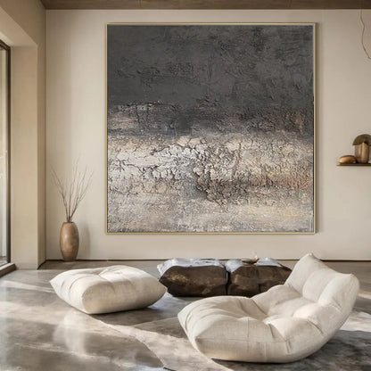 Large-Scale Hand-Painted Contemporary Abstract Canvas for Artisan Coffee Shop Interiors
