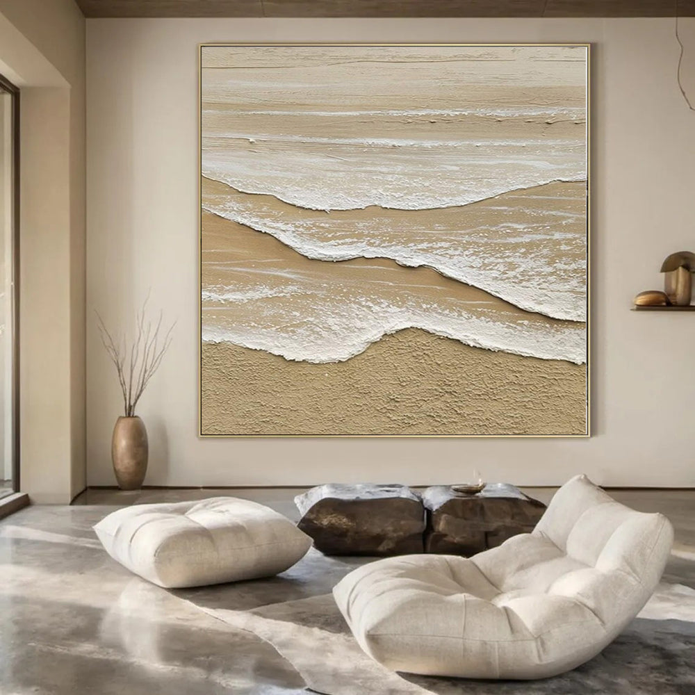 Hand-Painted Grand-Scale Abstract Canvas for Family Living Room Feature Walls