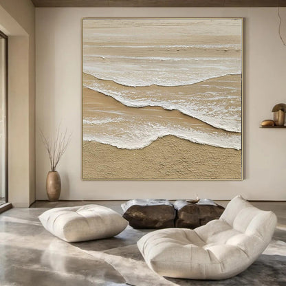 Hand-Painted Grand-Scale Abstract Canvas for Family Living Room Feature Walls