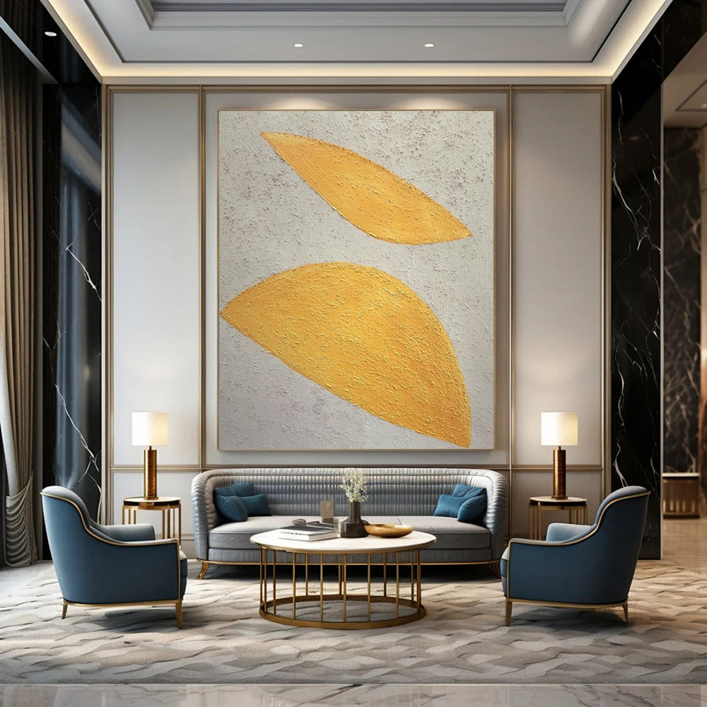 Oversized Hand-Painted Contemporary Abstract Mural for Upscale Hotel Suites