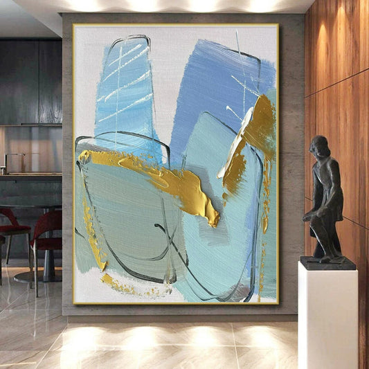 Super-Sized Contemporary Abstract Art for Home Library Cozy Reading Nook