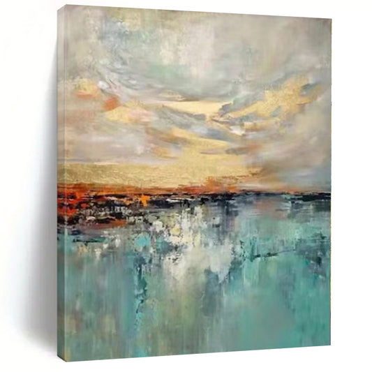 Enormous Hand-Painted Abstract Canvas for Greenhouse Interior Wall