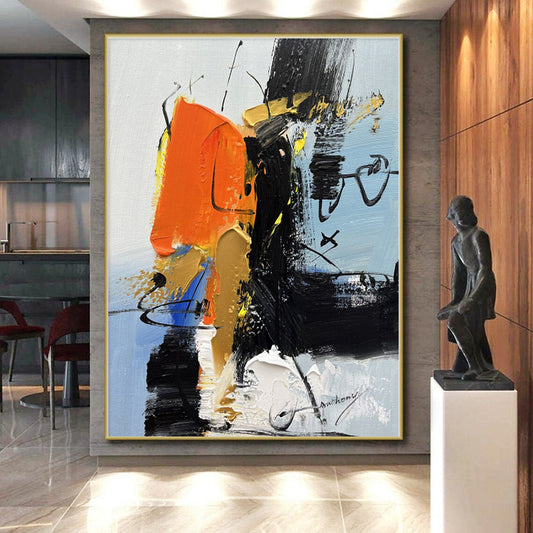 Oversized Custom Hand-Painted Abstract Art for Home Office Command Wall