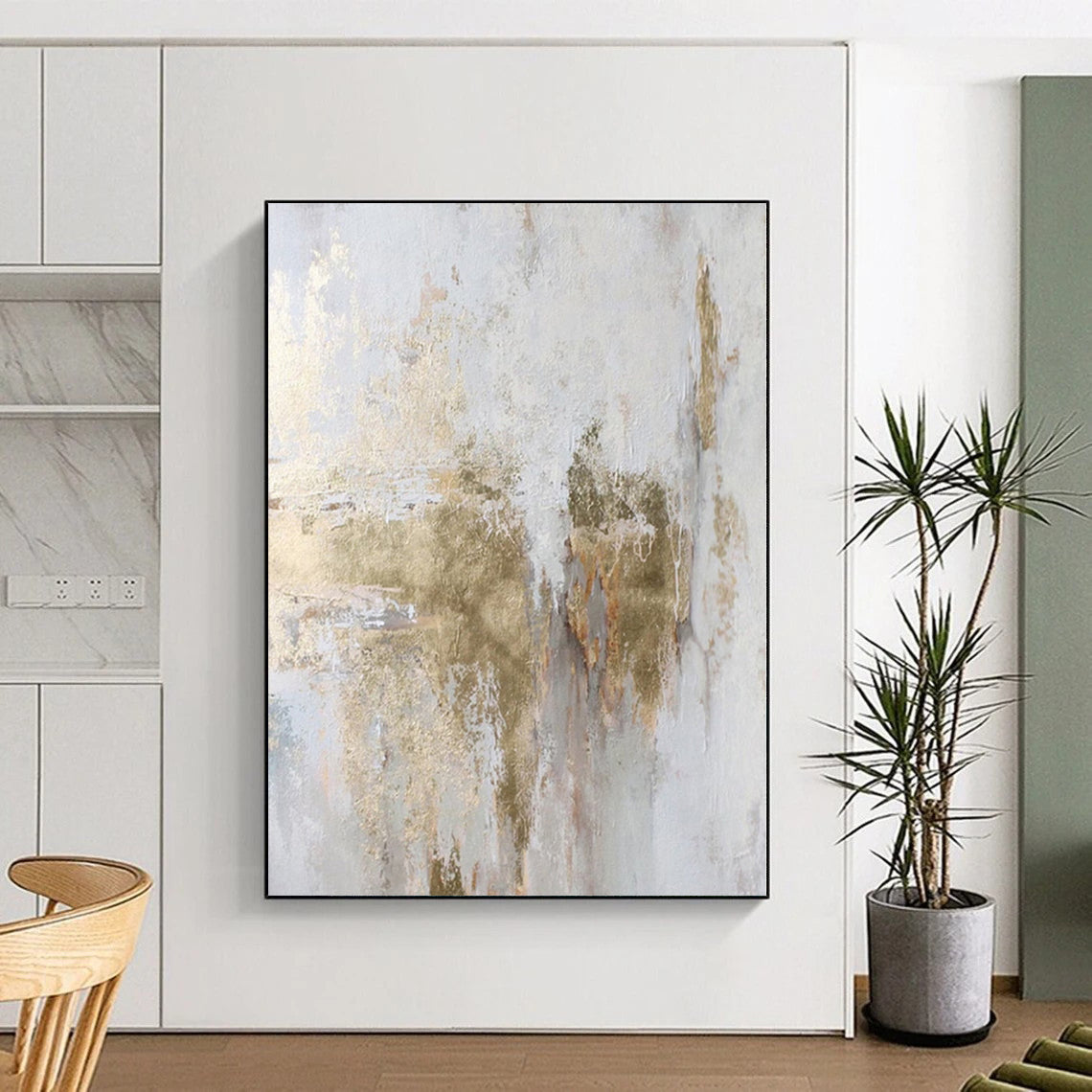 Monumental Custom Abstract Painting for Home Library Bookshelf Walls