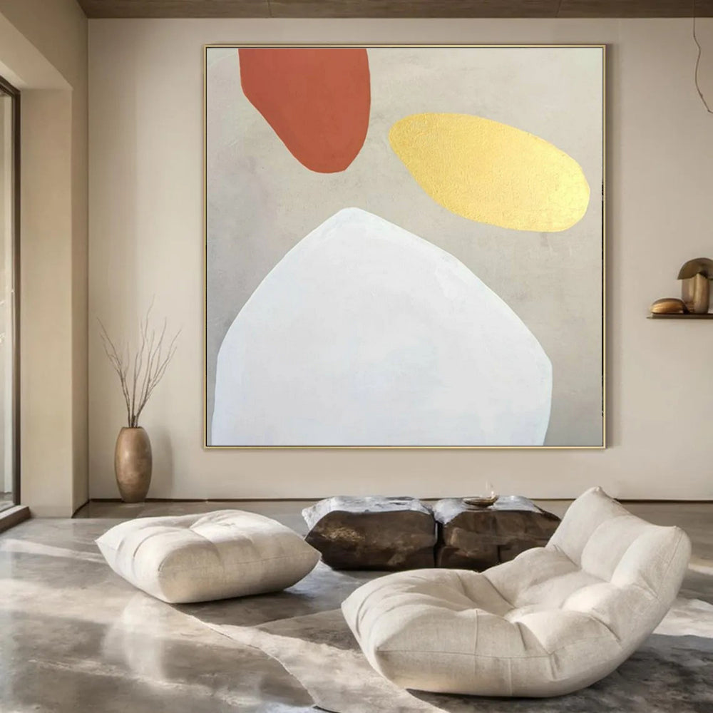 Large-Scale Hand-Painted Contemporary Abstract Mural for Boutique Hotel Lobbies