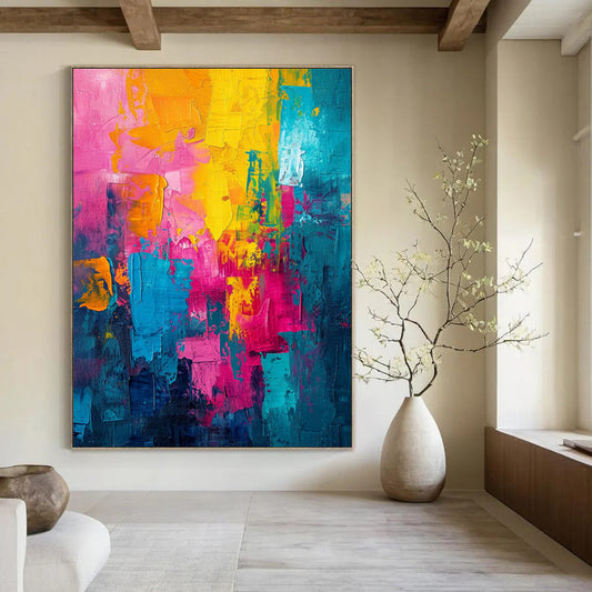 Hand-Painted Colossal Abstract Canvas for Luxury Hotel Presidential Suites