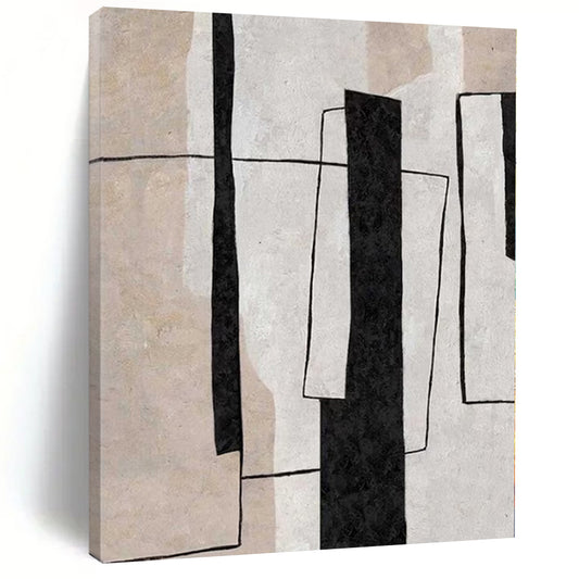 Warm Hand-Painted Abstract Wall Art for Living Room Behind Armchairs