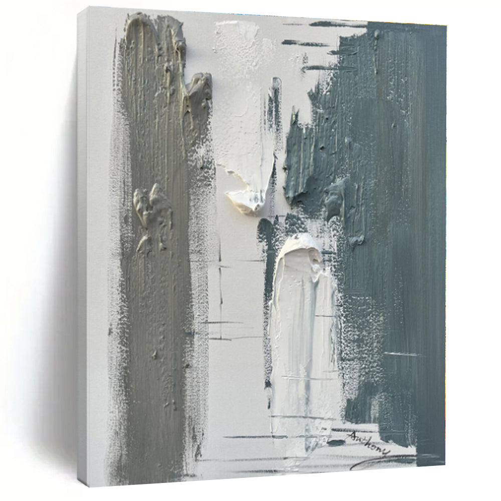 Custom Giant Hand-Painted Abstract Canvas for Bathroom Vanity Feature Wall
