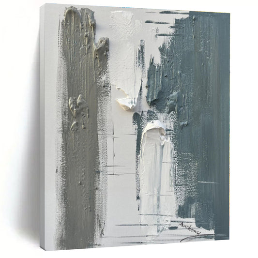 Custom Giant Hand-Painted Abstract Canvas for Bathroom Vanity Feature Wall