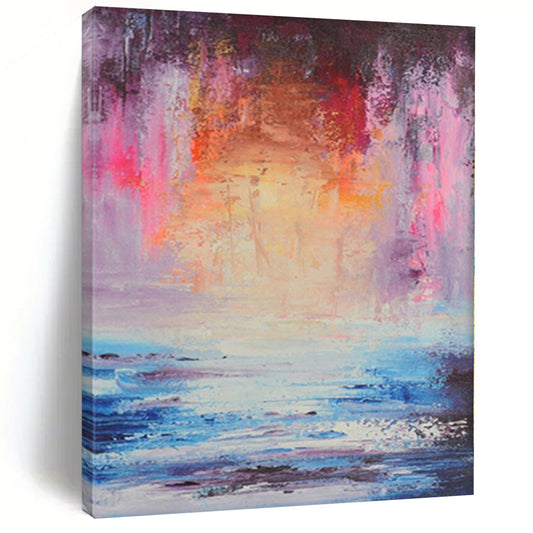 Immense Abstract Japanese Garden - Hand-Painted Gouache for Tea Ceremony Rooms