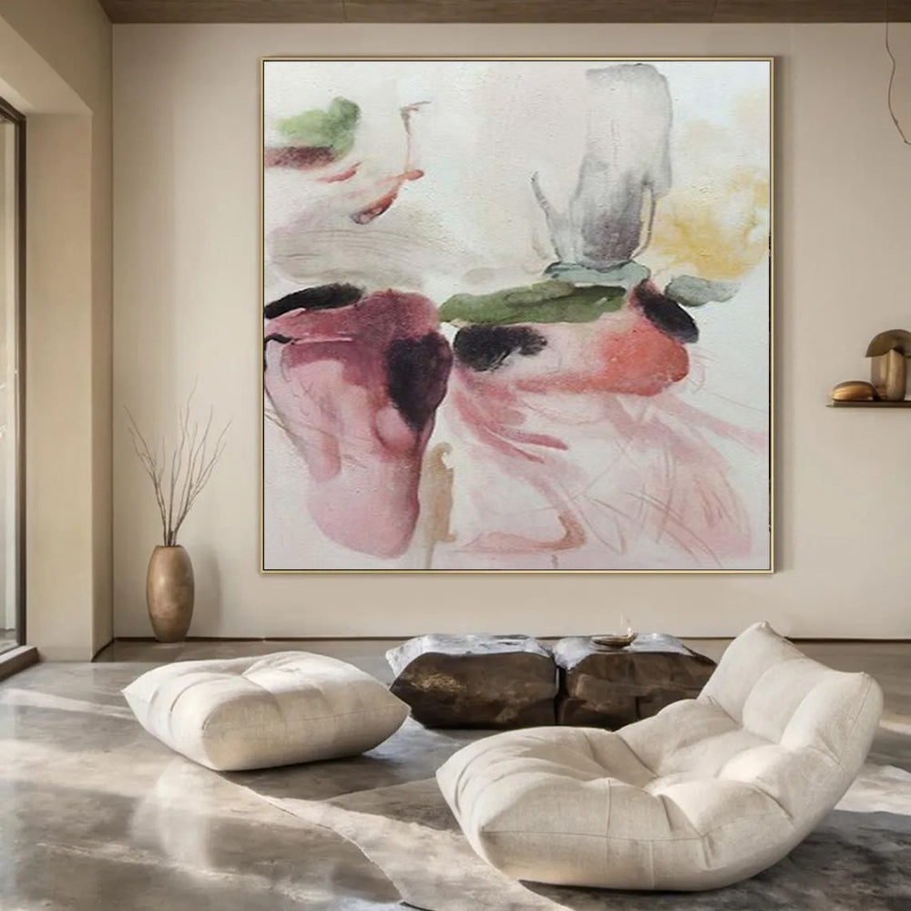 Huge Hand-Painted Contemporary Abstract Painting for Family Home Sunrooms
