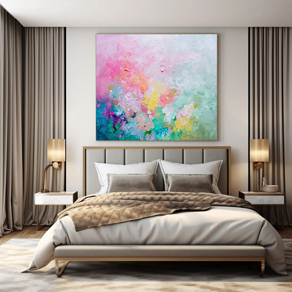 Large Hand-Painted Contemporary Abstract Wall Art for Family Home Game Rooms