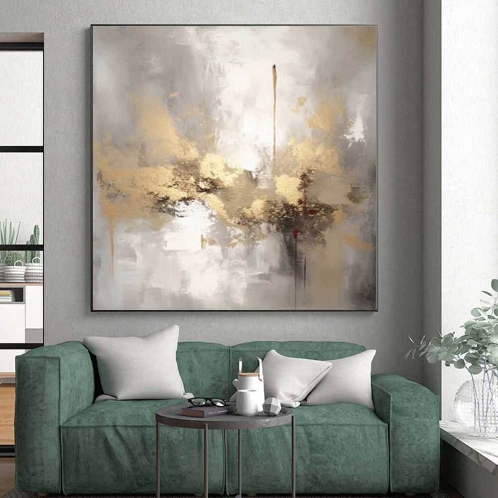 Custom Large-Scale Surreal Hand-Painted Abstract Canvas for Family Gathering Area