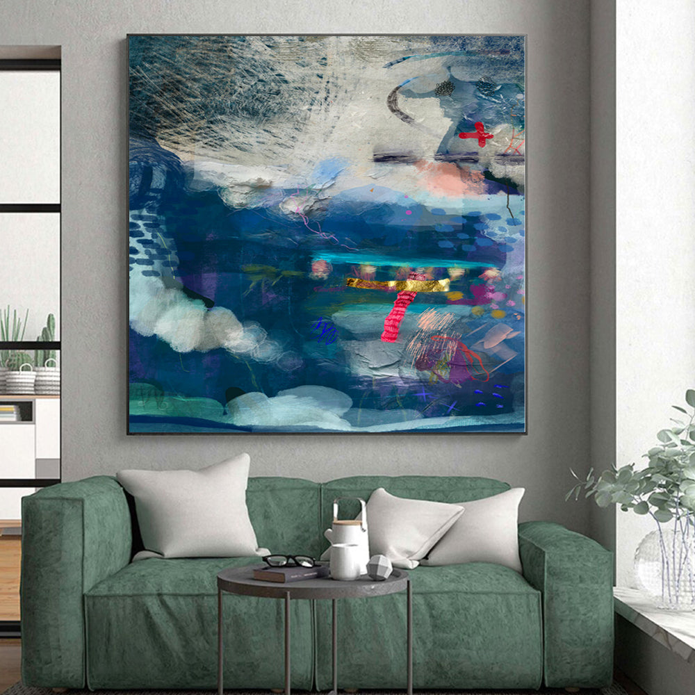 Immense Hand-Painted Abstract Wall Art for Co-Working Spaces