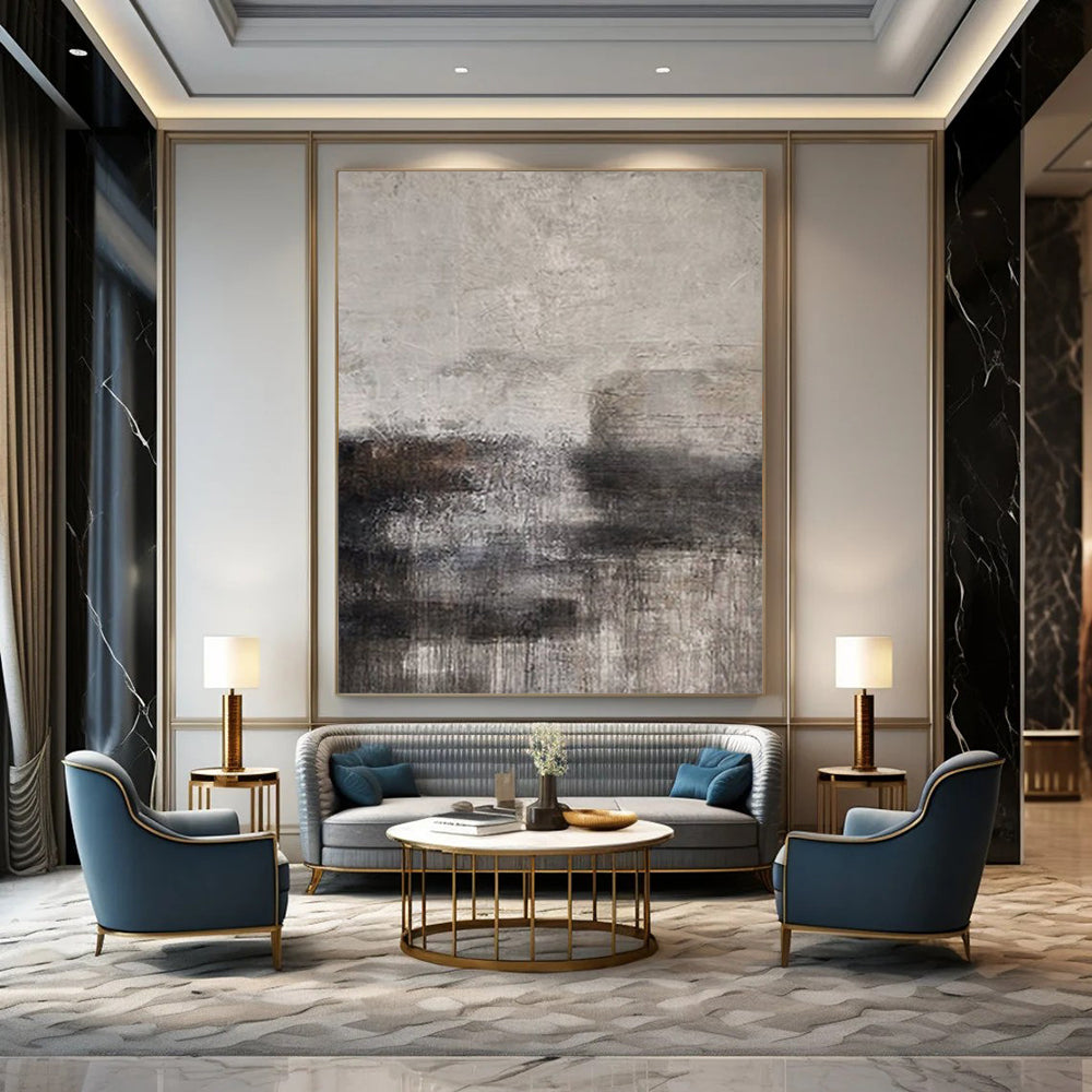 Gigantic Hand-Painted Contemporary Abstract Sports Art for Stadium Premium Suite Lounges