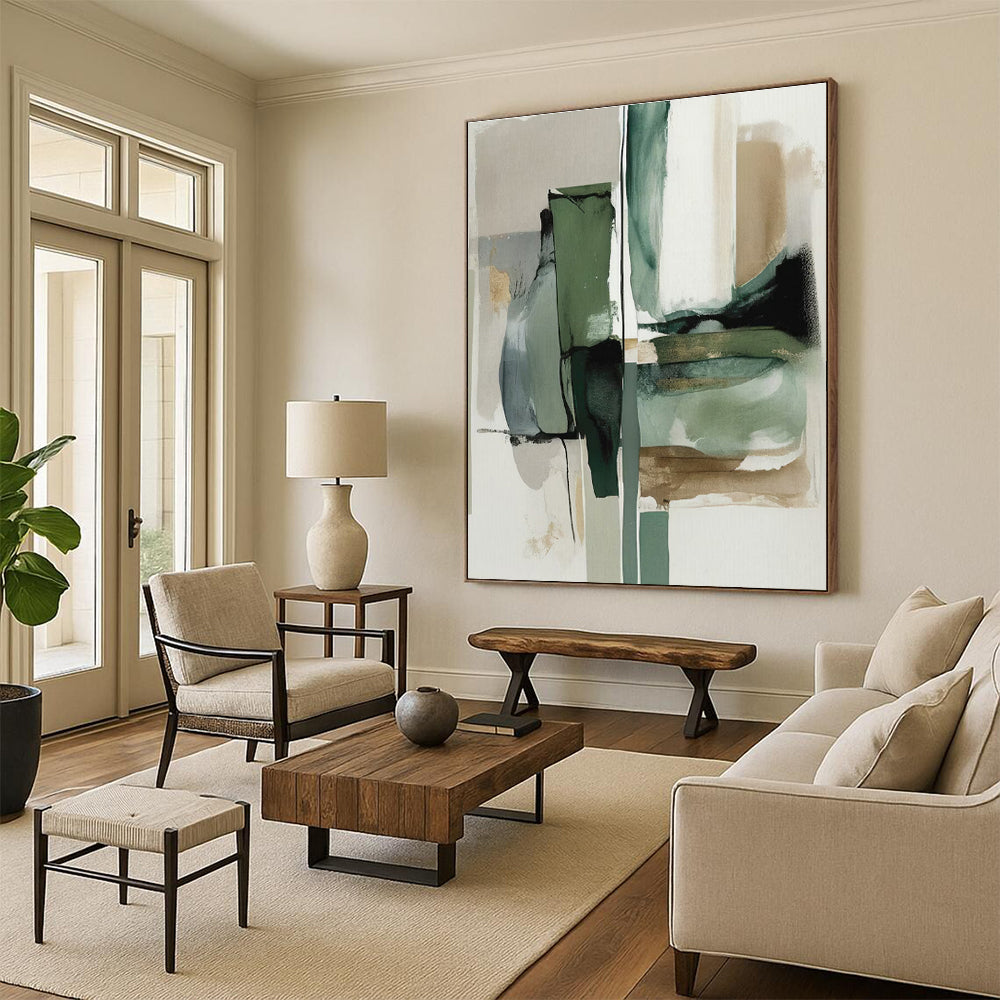 Oversized Modern Abstract Canvas for Hallway Visual Flow in Contemporary Homes