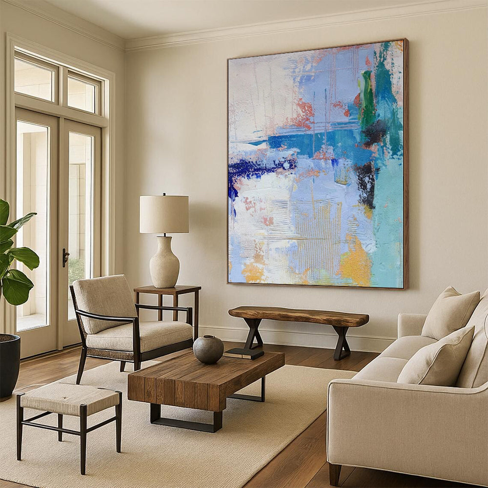 Oversized Abstract Wall Art for Sauna Steam Rooms - Commissioned Acrylic on Linen