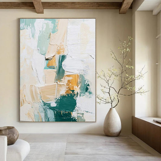 Huge Hand-Painted Contemporary Abstract Canvas for Office Waiting Areas