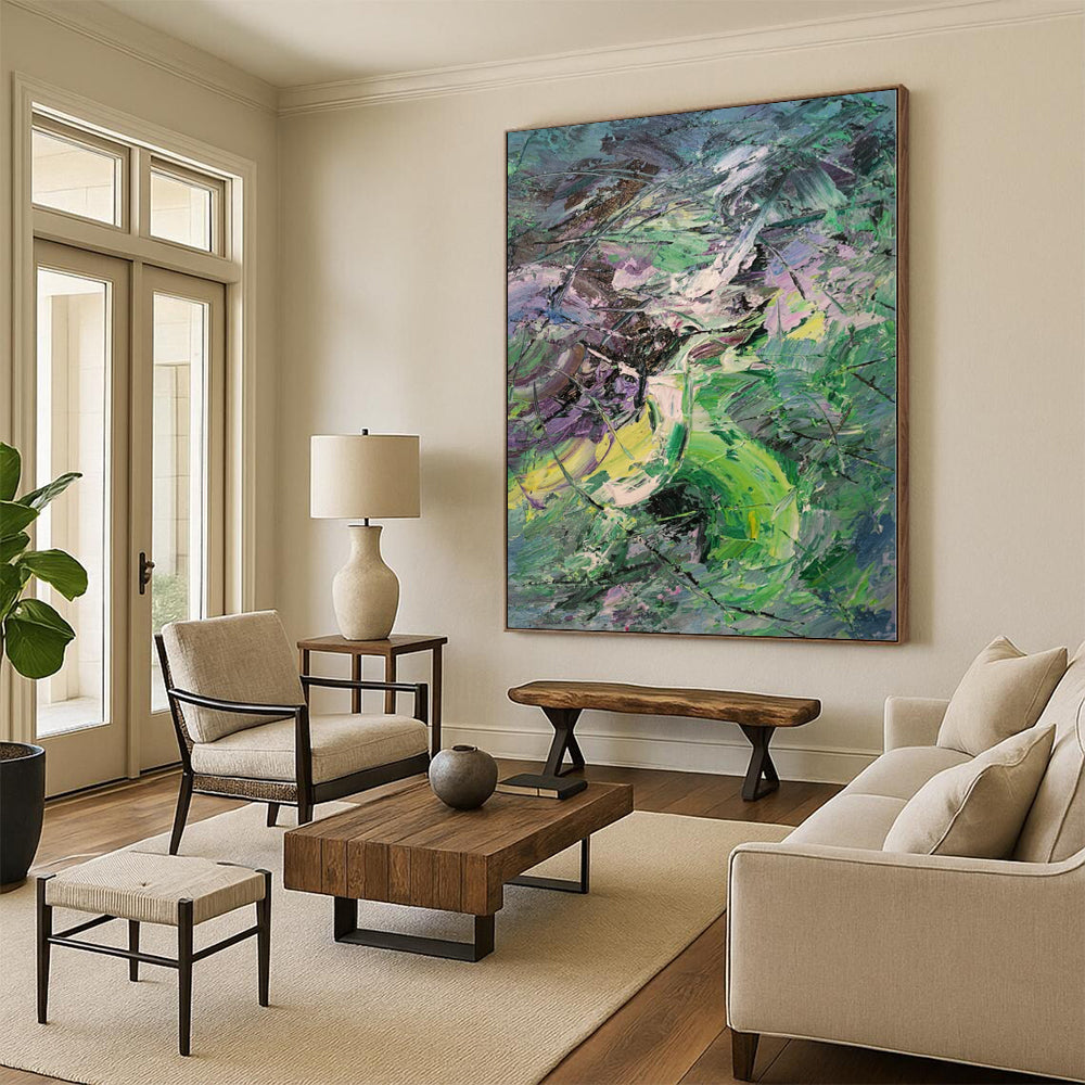 Immense Made-to-Order Abstract Painting for Home Music Studio Instrument Stand Walls