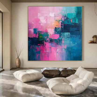 Huge Hand-Painted Contemporary Abstract Painting for Stylish Bar Outdoor Seating Areas
