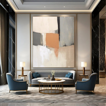 Oversized Hand-Painted Contemporary Abstract Mural for Family Dining Halls