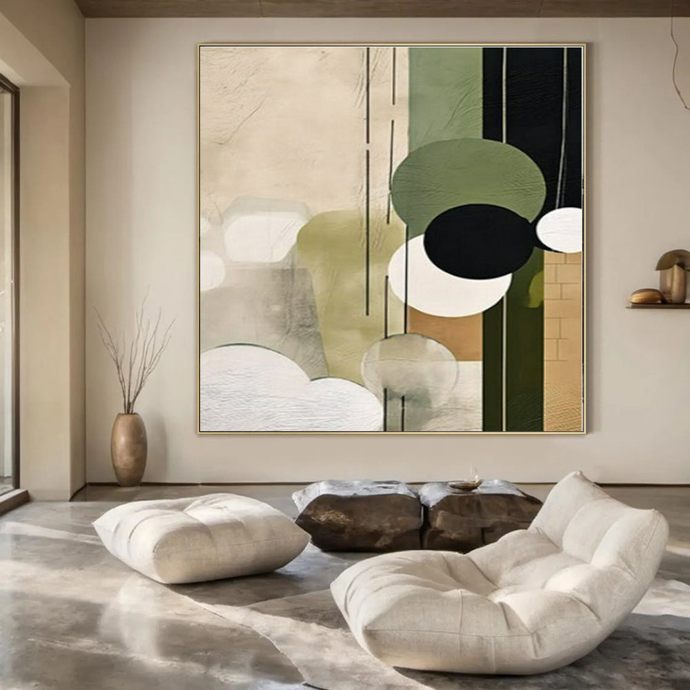 Oversized Hand-Painted Modern Abstract Painting for Office Pantry Areas