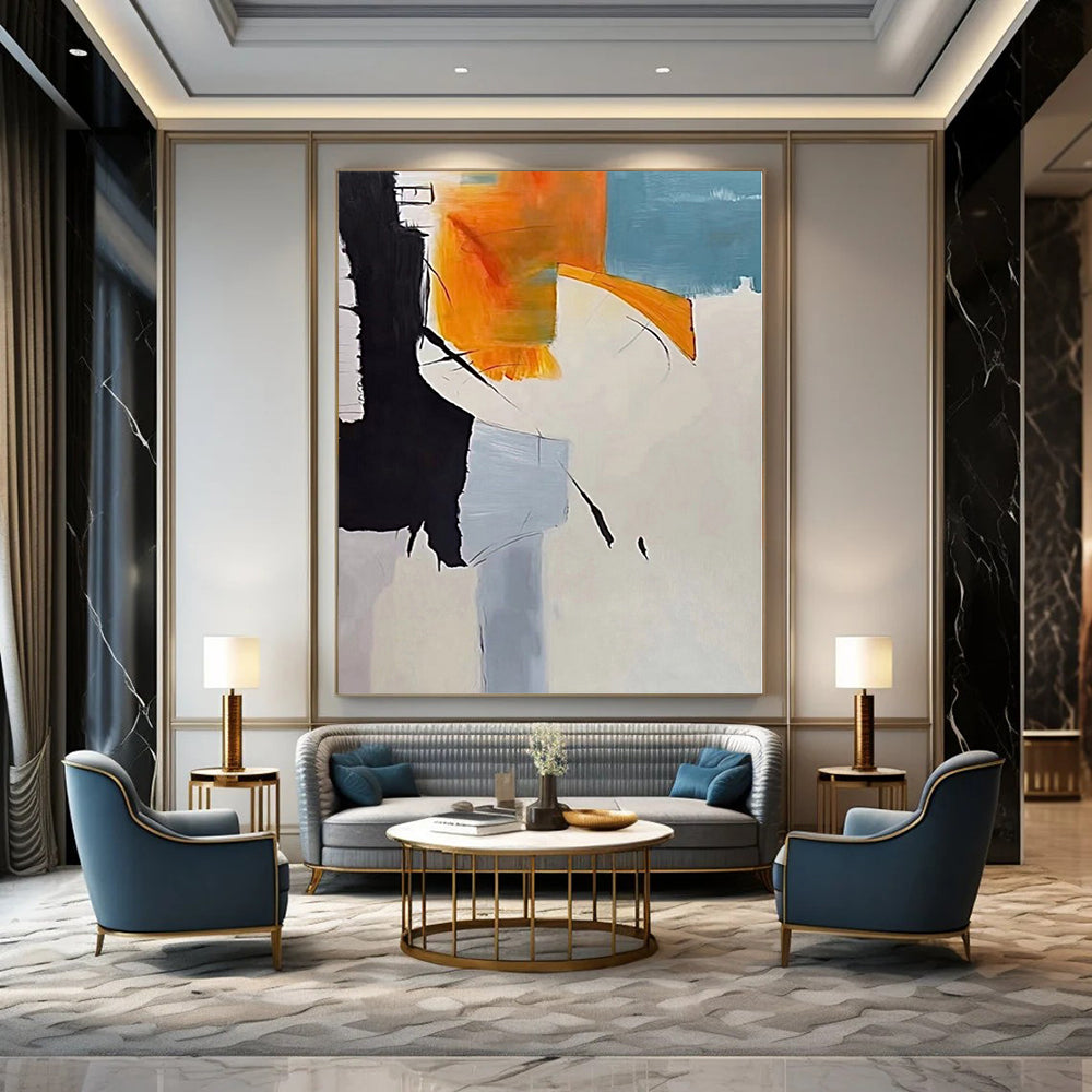 Monumental Abstract Painting for Ski Chalet Loft Areas - Commissioned Oil on Linen