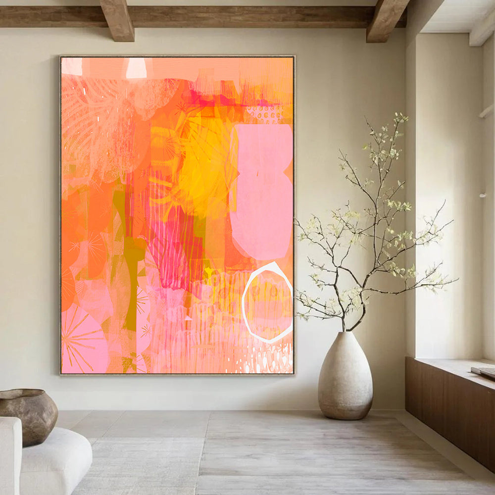 Luminous & Glowing Hand-Painted Custom Abstract Painting for Living Room & Entryway LargeART2003