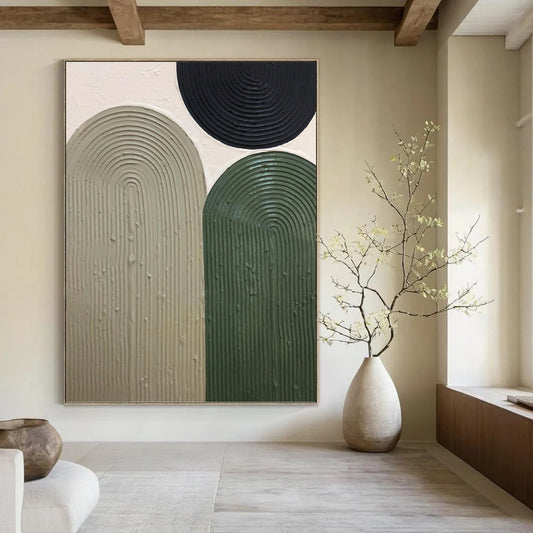 Designer - Curated Prestige: Hand - Rendered Textured Canvas Art for Hotel Suite & Living Room DKH1166