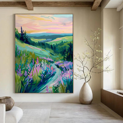 Exuberant & Joyful Hand-Painted Custom Abstract Painting for Living Room & Entryway LargeART2015