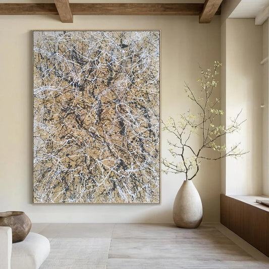 Grand - Proportioned Vertical Hand - Painted Textured Custom Abstract Madrigal for Living Room and Entryway DKH1574