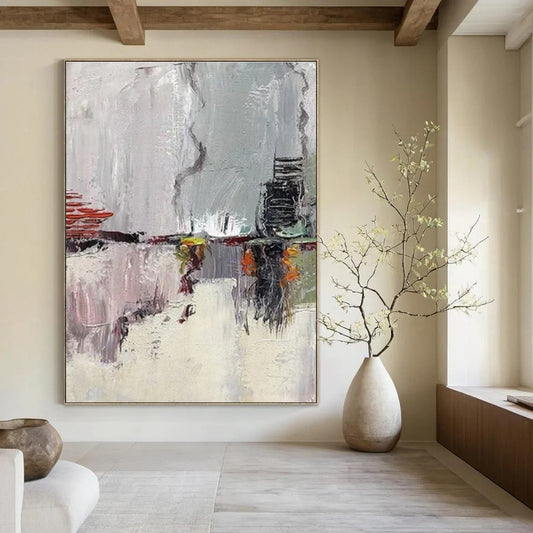 Large-Scale Hand-Painted Abstract Mural for Office & Hotel Sustainability Zones LargeART1459