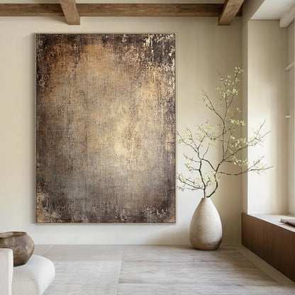 Contemporary abstract painting with distressed earth tones and flat textures creating a warm nostalgic backdrop perfect for highlighting your subject. DLZ1291