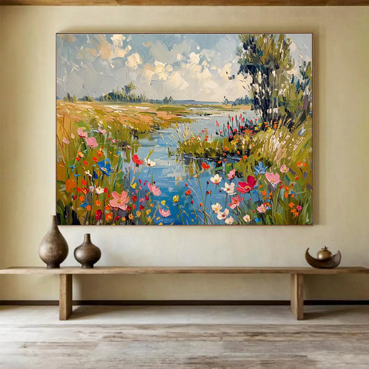 Bold Original Giant Textured Hand - Painted Abstract Wall Art for Impactful Decor DKH833