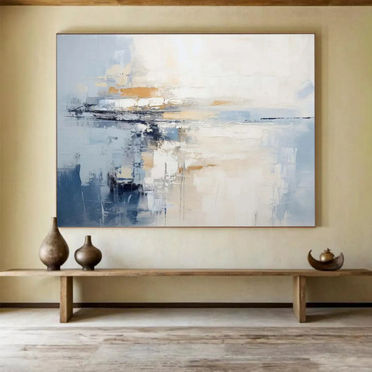 Blue & Beige Horizon Abstract - Modern Office Clarity DLZ090