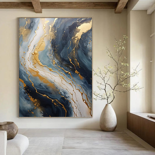 Stupendous Vertical Hand - Painted Custom Abstract Dithyramb (with Feather Textures) for Living Room and Bar DKH1599