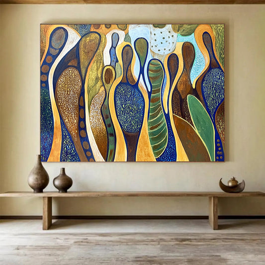 “Organic Shape Abstract” - Earthy Colors, Organic Forms - Painting On Canvas HB1411