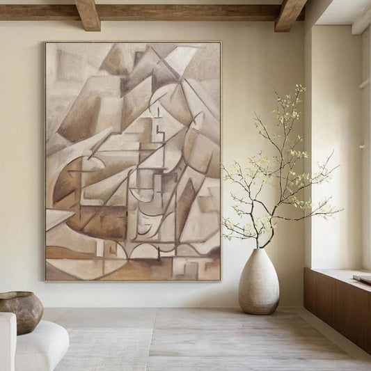 Hand-Painted Bespoke Abstract Mural for Living Room & Hotel Reading Nooks LargeART1456