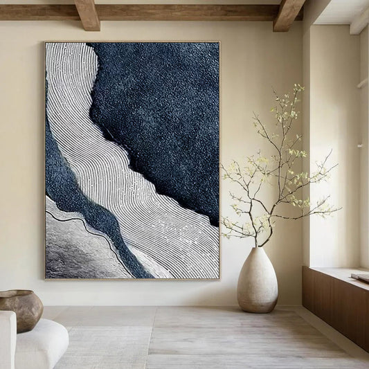 Enormous - Sized Vertical Hand - Painted Textured Custom Abstract Ode, for Living Room and Entryway DKH1536