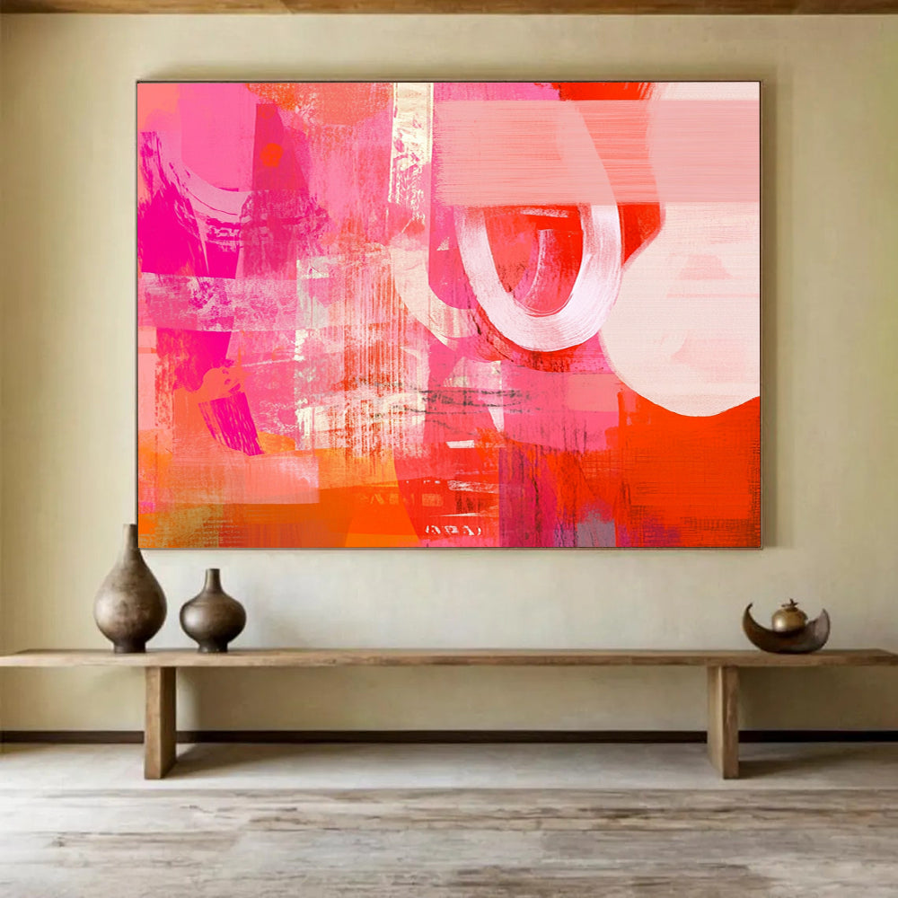 “Vibrant Pink - Orange Abstract” - Expressive Abstract Painting HB0532