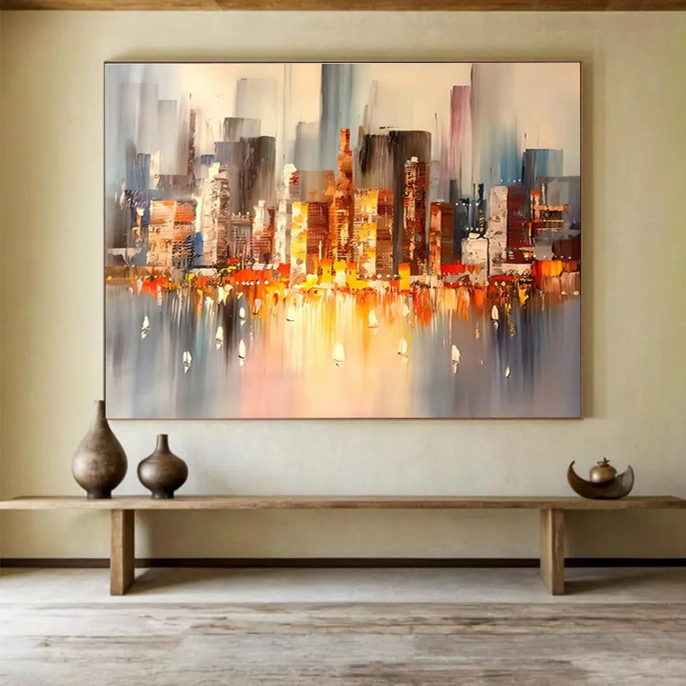 Statement - Making Large Abstract Canvas with Rich Textural Layers for Living Room & Office DKH899