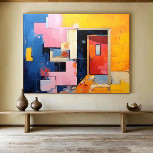 Exquisite Hand - Painted Textured Abstract Mural for Office & Entryway DKH642