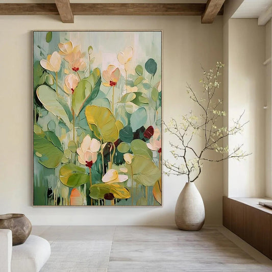 Hand-Painted Large Custom Abstract Art: Textured Details for Hotel & Hallway DTP319
