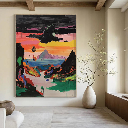 Azure Odyssey: Jumbo - Sized Hand - Painted Custom Abstract Painting for Office and Bedroom DTP107