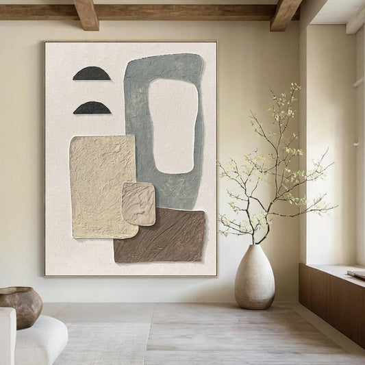 Custom - Designed by Designers: Hand - Rendered Textured Canvas Painting for Office & Hallway DKH1135